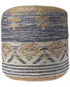 Lr Home Sevyn Blue/tan Geometric Hand-woven Ottoman Pouf In Blue