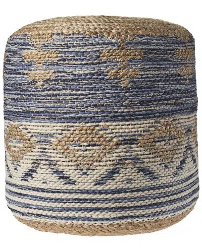 Lr Home Sevyn Blue/tan Geometric Hand-woven Ottoman Pouf