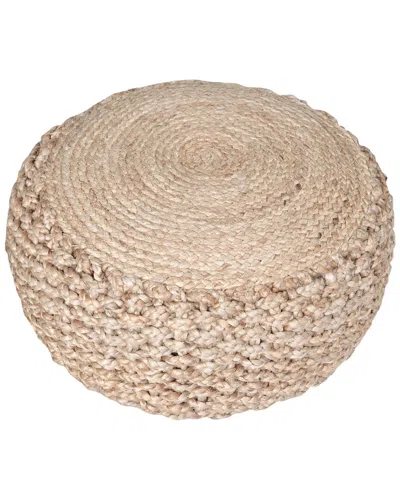 Lr Home Sevyn Natural Solid Braided Ottoman Pouf In Neutral