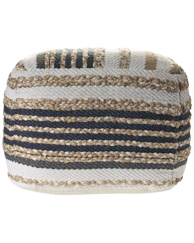 Lr Home Sevyn Tan/black Geometric Hand-woven Blend Ottoman Pouf In Brown