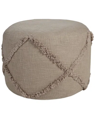 Lr Home Sevyn Tan/black Geometric Hand-woven Blend Ottoman Pouf In Brown