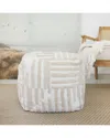 Lr Home Shelby Beige/cream Cotton Striped Cube Pouf In Beige