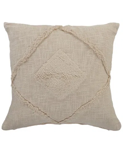 Lr Home Shena Solid Decorative Double Diamond Throw Pillow In White