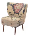 Lr Home Sierra Dhurrie Hand-crafted Accent Chair In Brown