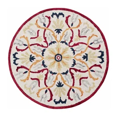 Lr Home Sindy Den Floral Hand Tufted Indoor Round Area Rug In Red