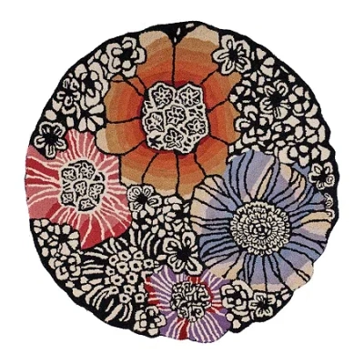 Lr Home Sindy Frey Floral Hand Tufted Indoor Round Area Rug In Black