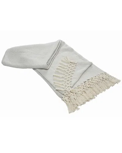 Lr Home Slight Chevron Soft Gray Throw Blanket With Fringe
