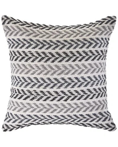 Lr Home Sofie Woven Chevron Striped Grey & Black Decorative Pillow