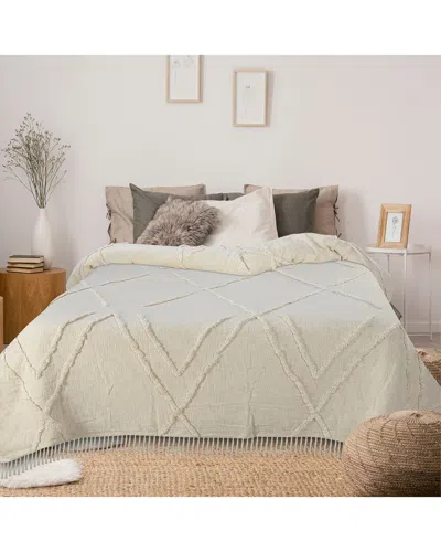 Lr Home Solid Ivory Dazzling Diamond Coverlet In White