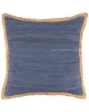 Lr Home Solid Jute Bordered Throw Pillow In Blue