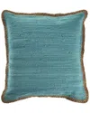 Lr Home Solid Jute Bordered Throw Pillow In Blue