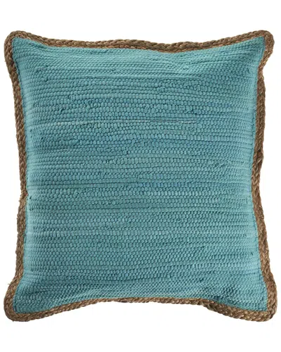 Lr Home Solid Jute Bordered Throw Pillow In Blue