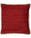 Lr Home Solid Jute Bordered Throw Pillow
