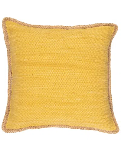 Lr Home Solid Jute Bordered Throw Pillow