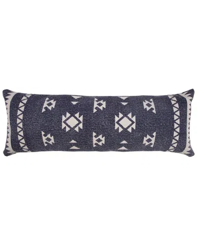 Lr Home Southwestern Decorative Denim Geometric Lumbar Throw Pillow In Navy