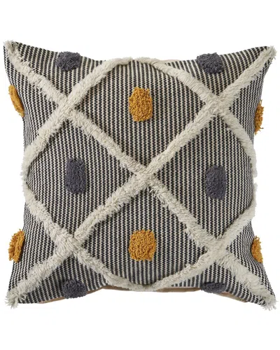Lr Home Striped & Tufted Throw Pillow In Gray