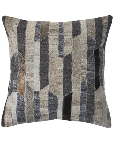 Lr Home Striped Faux Leather Hide Throw Pillow In Gray