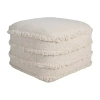 Lr Home Sunny Handmade Cotton Medium Pouf Striped Ottoman In White