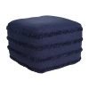 Lr Home Surrey Handmade Cotton Pouf Ottoman In Blue