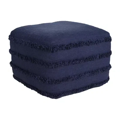 Lr Home Surrey Handmade Cotton Pouf Ottoman In Blue