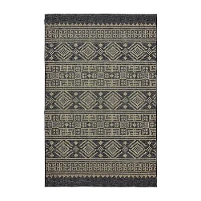 Lr Home Sylvestra Geometric Vestige Indoor Outdoor Rectangular Area Rug In Black