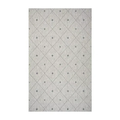 Lr Home Sylvestra Minimal Diamonds Indoor Outdoor Rectangular Area Rug In White