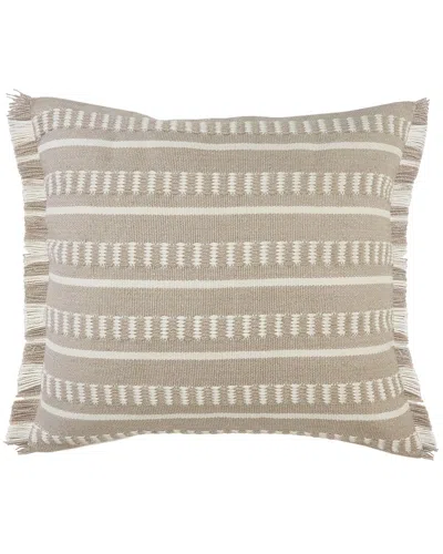 Lr Home Taupe Fringed Striped Indoor Outdoor Oversized Decorative Pillow In Brown
