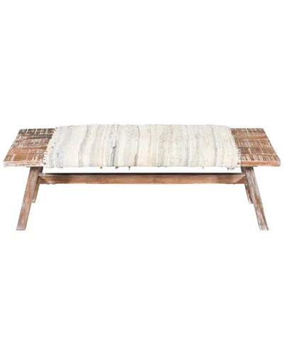 Lr Home Tennyson Striped Bohemian Handmade Accent Bench In Brown