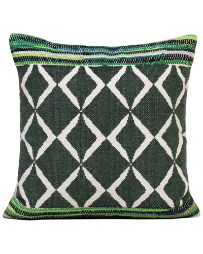 Lr Home Textured Bordered Boho Geometric Throw Pillow In Green