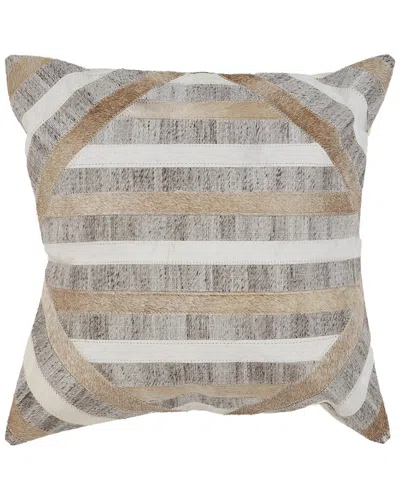 Lr Home Textured Faux Leather Natural Throw Pillow In Brown