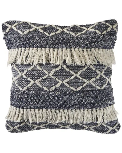 Lr Home Textured Fringe Throw Pillow In Blue