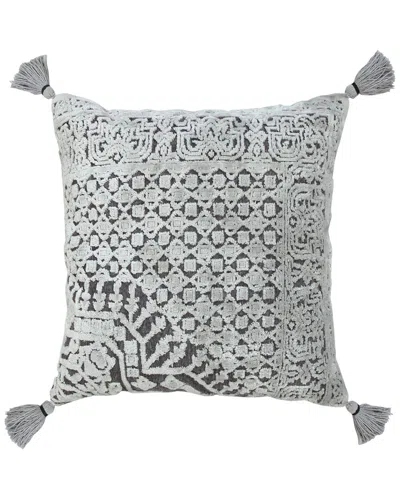 Lr Home Traditional Textured Geometric Throw Pillow In Silver