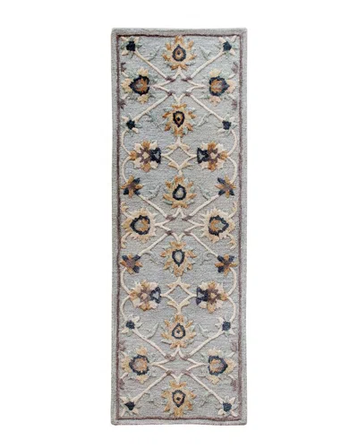 Lr Home Transitional Floral Hand-tufted Wool Hearth Area Rug In Blue