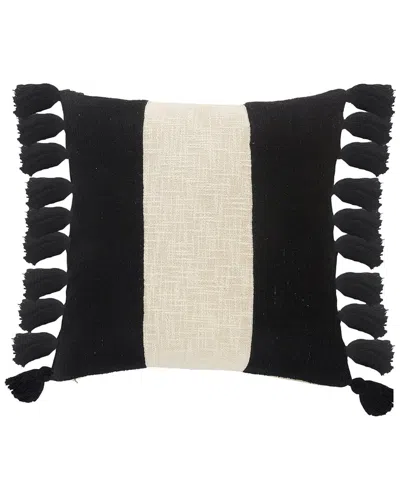 Lr Home Tri-stripe Fringe Throw Pillow In Black