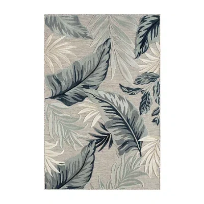 Lr Home Vanessa Botanical Hi-low Contemporary Indoor Outdoor Rectangular Area Rug In Gray