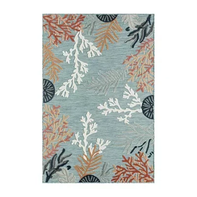 Lr Home Vanessa Coral Reef Hi-low Coastal Indoor Outdoor Rectangular Area Rug In Blue