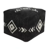 Lr Home Vasilisa Handmade Cotton Medium Pouf Geometric Ottoman In Black