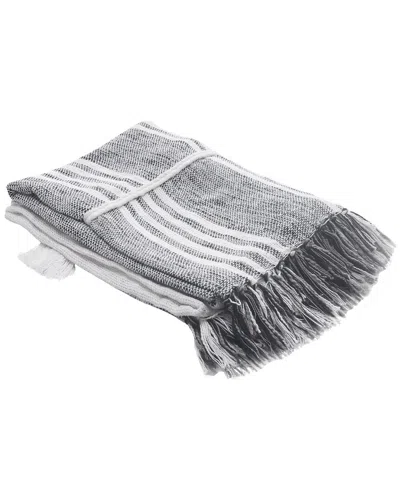 Lr Home Vertical Striped And Textured Throw Blanket With Fringe In Multi