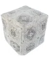 Lr Home Vienna Classic Medallion Ottoman Pouf In Gray