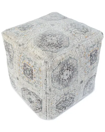 Lr Home Vienna Classic Medallion Ottoman Pouf In Gray