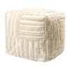Lr Home Vincenzo Power-loomed Cotton Medium Pouf Striped Ottoman In Sand