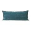Lr Home Embroidered Edge Everyday Solid Lumbar Decorative In Blue