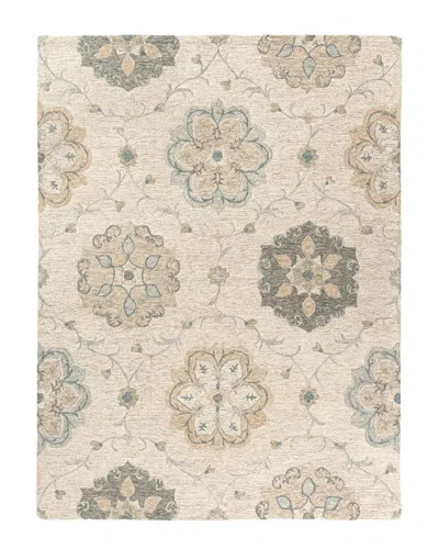 Lr Home Winn Traditional Floral Medallion Wool Area Rug In White