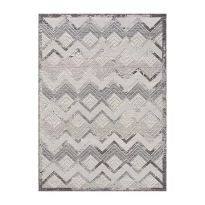 Lr Home Winona Chevron Pet Yarn Indoor Outdoor Rectangular Area Rug In Gray