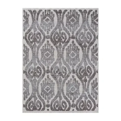 Lr Home Winona Damask Pet Yarn Indoor Outdoor Rectangular Area Rug In Blue