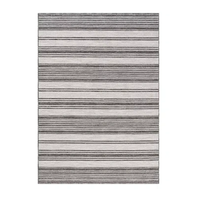 Lr Home Winona Multi Stripe Pet Yarn Indoor Outdoor Rectangular Area Rug In White