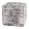 Lr Home Winston Hand-woven Cotton Medium Pouf Abstract Ottoman In Blue