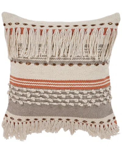 Lr Home Wren Woven Fringed Decorative Pillow In Multi