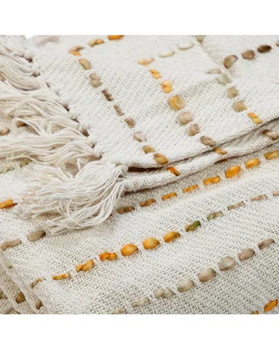 Lr Home Yellow Shimmer Stripe Woven Throw Blanket With Fringe In Multi
