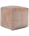 Lr Home Yildiz Beige Transitional Solid Chenille Indoor Pouf In Beige